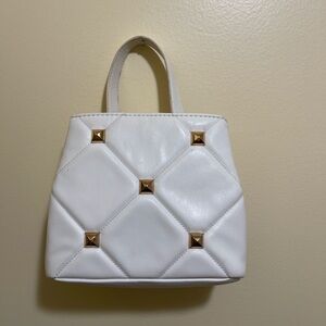 Elegant White Studded Handbag